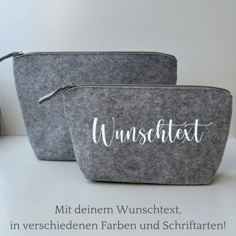 Kosmetiktasche Personalisiert Filz Mit Wunschtext | Geschenk Frau Individuell Schminktasche Geburtstag Beste Freundin Kulturtasche von AmisPlotterei