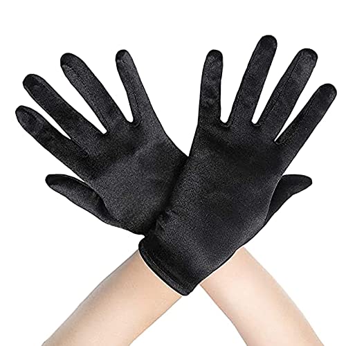 Handschuhe Damen Elegant, Schwarz Abendhandschuhe für Damen Opernhandschuhe Handschuhe für Frauen Mädchen 20er Jahre, Accessoire für Kostüme Halloween Karneval Fasching Fest Party von Amissz