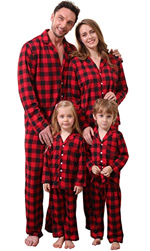 Amissz Christmas Pyjamas, Family Outfit Pyjamas, Long T-Shirt + Trousers, Christmas Pyjamas, Printed Sleepwear, Two Piece Rot für Women, L von Amissz