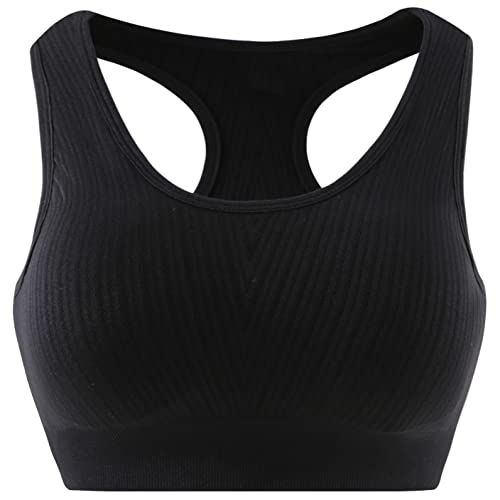 Amissz Women's Sports Bra Classic Women Size Bustier Without Underwire Racer Back Push Up Sports Bra Yoga Fitness Training Schwarz-1, S von Amissz