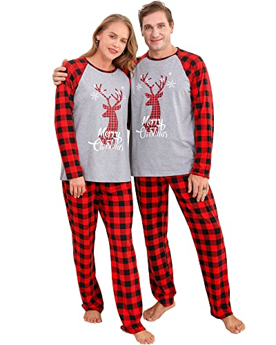 Amissz Pyjama Weihnachten Outfit Set Damen Herren Zweiteilige Lang Ärmel Schlafanzug Weihnachts Nachtwäsche von Amissz