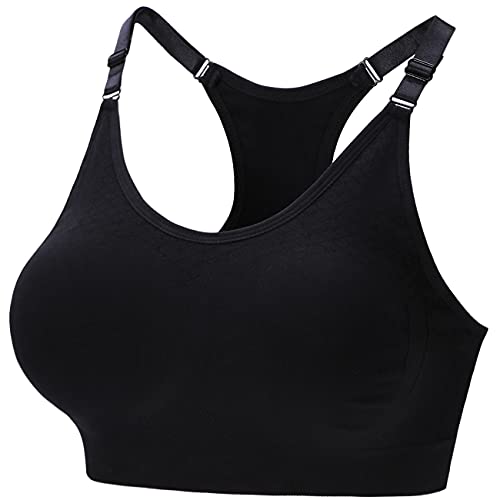 Amissz Sport BH Damen, Bustier Große brüste Push Up, Ohne Bügel Bra Sport BH Set Starker Halt Für Fitness Yoga(Schwarz, XL) von Amissz