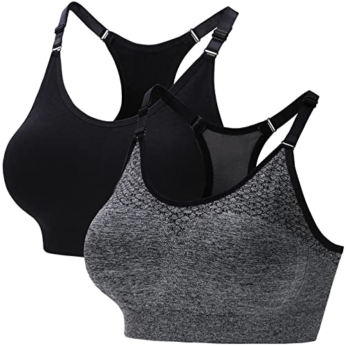 Amissz Womens Strech Ohne Buegel Push up Yoga Sports BH Bra Top Set Fuer Fitnesstraining Polsterung von Amissz