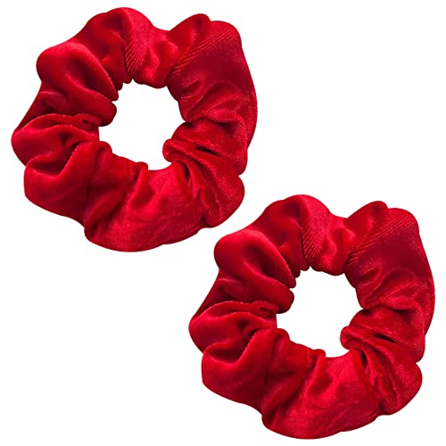 Haargummi Rot Scrunchie, Samt Haargummis für Mädchen & Damen Haargummis starker Halt Scrunchies Rot Pferdeschwanz Halter Hairband Haarspangen Damen Stoff 2er Pack von Amissz