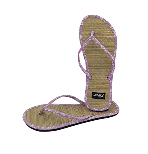 Amix Diamond Elegante Damen-Sommer-Hausschuhe Modell Karibik Bambus Flip-Flops aus Stroh für Meer, Strand, Garten, Lila, 36 EU von Amix Diamond