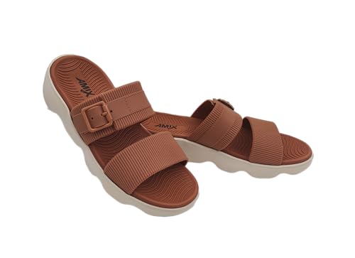 Amix Jisoft, bequeme Sommerschuhe für Damen aus Gummi, orthopädische Sandalen für Haus und Meer, beruhigende und innovative Pantoffeln, Kupferfarben, 40 EU von Amix