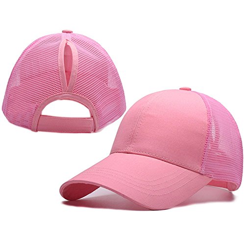 Amknn Unisex Basecap Damen Herren Kappe Baseball Cap Mütze für Sport Outdoor Schwarz Weiß Jungen Mädchen Reifen Vintage Baseball Cap Trucker Hat (Rosa) von Amknn