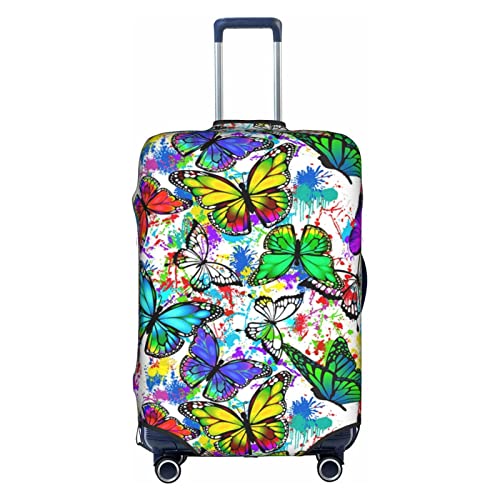 Amkong Butterfly Trolley Kofferbezug Elastische Kofferabdeckung Damen Mädchen Gepäckabdeckung X-Large, weiß, L von Amkong