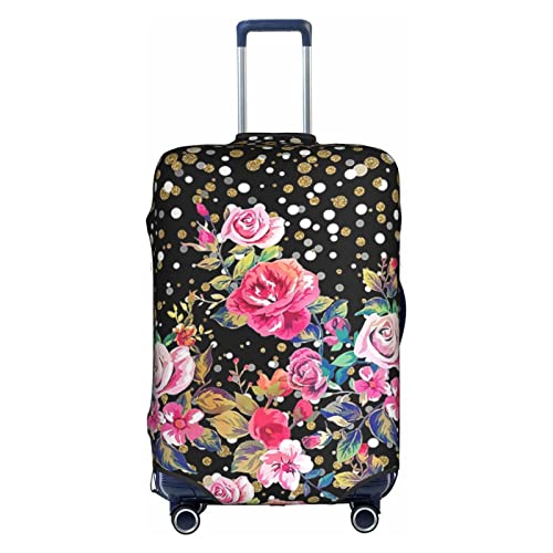 Amkong Flower Trolley Kofferüberzug Elastische Kofferhülle Damen Mädchen Gepäckabdeckung Groß, weiß, L von Amkong