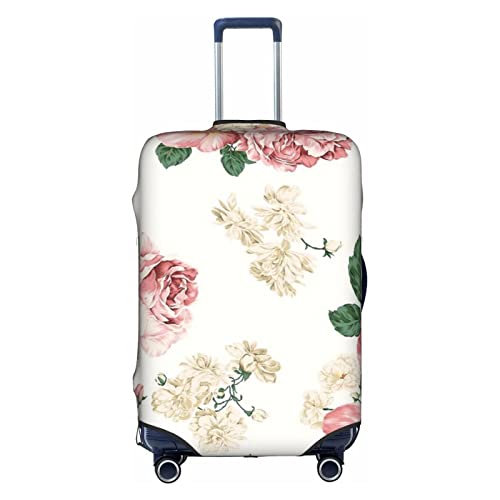 Amkong Flower Trolley Kofferüberzug Elastische Kofferhülle Damen Mädchen Gepäckabdeckung Groß, weiß, S von Amkong