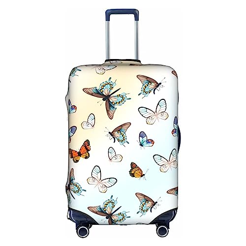 Amkong Flying Butterflies Trolley Kofferüberzug Elastische Kofferhülle Damen Mädchen Gepäckhülle Medium, weiß, L von Amkong