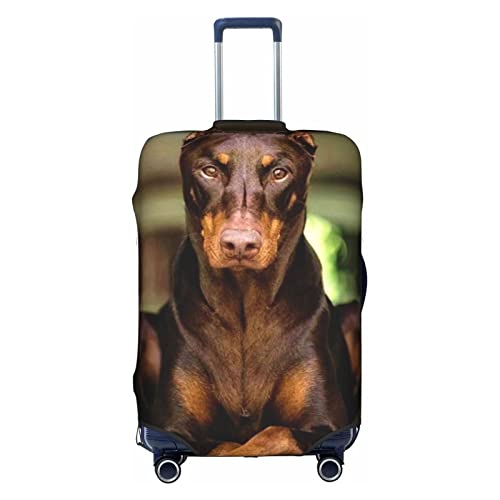 Amkong Funny Dobermann Trolley Kofferüberzug Elastische Kofferabdeckung Damen Mädchen Gepäckabdeckung X-Large, weiß, L von Amkong