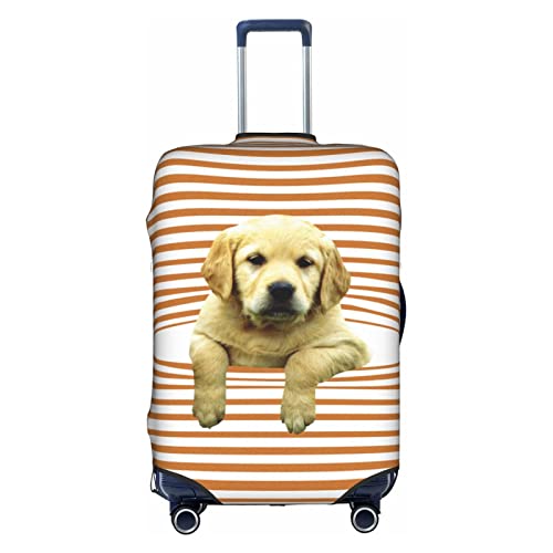 Amkong Funny Labrador Puppy Trolley Kofferbezug Elastische Kofferabdeckung Damen Mädchen Gepäckabdeckung Klein, weiß, M von Amkong