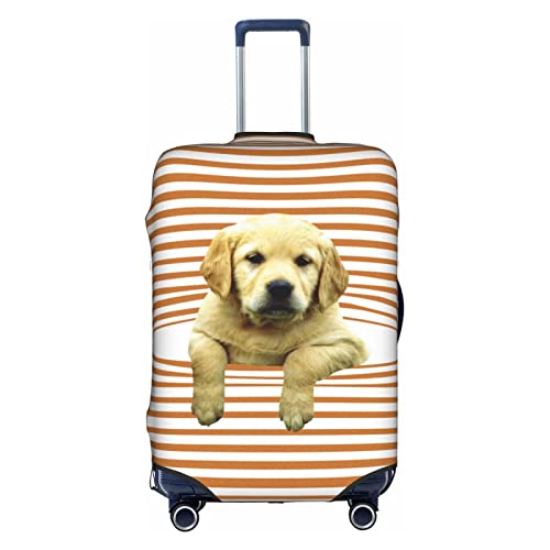 Amkong Funny Labrador Puppy Trolley Kofferbezug Elastische Kofferabdeckung Damen Mädchen Gepäckabdeckung Klein, weiß, xl von Amkong