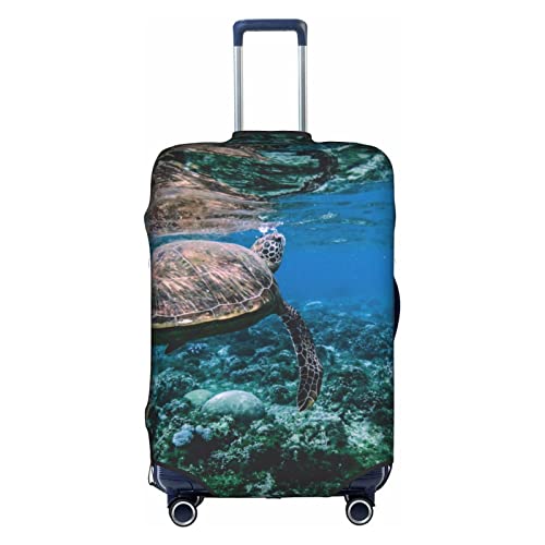 Amkong Funny Sea Turtle Trolley Kofferüberzug Elastische Kofferhülle Damen Mädchen Gepäckabdeckung Medium, weiß, M von Amkong