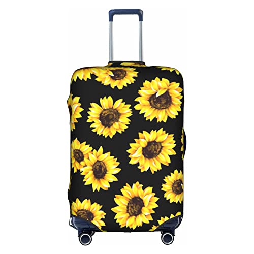 Amkong Funny Sunflower Trolley Kofferüberzug Elastische Kofferhülle Damen Mädchen Gepäckabdeckung Klein, weiß, L von Amkong