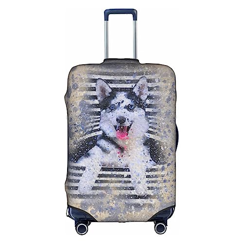 Amkong Golden Retriever Trolley Kofferhülle Elastische Kofferhülle Damen Mädchen Gepäckabdeckung Groß, Sibirischer Husky, xl von Amkong