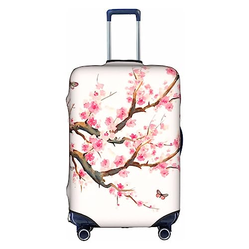 Amkong Interessante Blumen Trolley Kofferüberzug Elastische Kofferhülle Damen Mädchen Gepäckabdeckung Klein, Rosa Blumen, L von Amkong