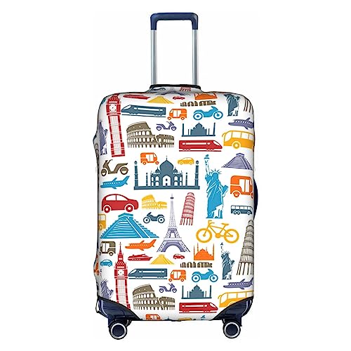 Amkong Interessante Welttour-Trolley-Kofferhülle, elastisch, für Damen und Mädchen, Größe XL, weiß, M von Amkong
