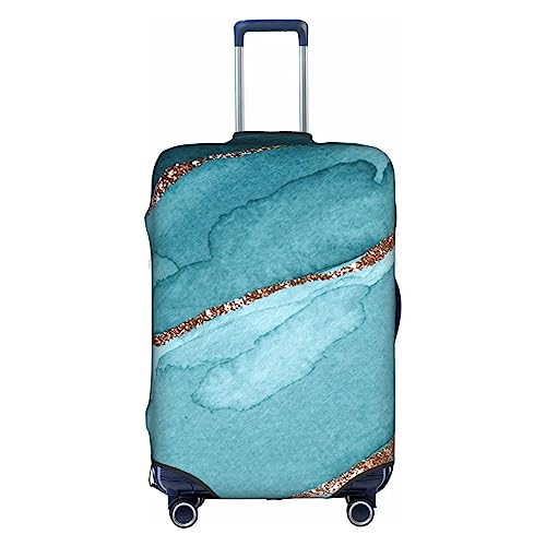 Amkong Kreative abstrakte Texturen, Trolley-Kofferabdeckung, elastisch, für Damen und Mädchen, Gepäckabdeckung, groß, Cyan Marble Texture Art1, M von Amkong