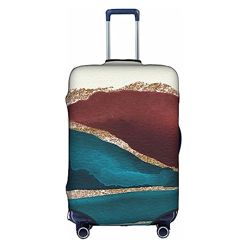 Amkong Kreative abstrakte Texturen, Trolley-Kofferabdeckung, elastisch, für Damen und Mädchen, Gepäckabdeckung, groß, Cyan Marble Texture Art2, L von Amkong