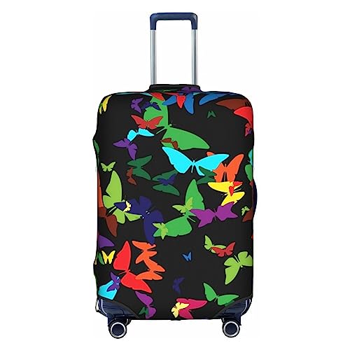 Amkong Schöner Schmetterling Trolley Kofferbezug Elastische Kofferhülle Damen Mädchen Gepäckabdeckung Groß, weiß, xl von Amkong