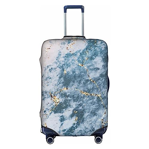 Amkong Trolley-Kofferbezug, elastisch, für Damen, Mädchen, Größe L, Rosa, Pulverblaue Marmor-Texturkunst, S von Amkong