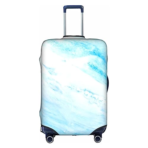 Amkong Trolley-Kofferüberzug, elastisch, für Damen, Mädchen, Größe S, Blau / Weiß, Blau-weiße Marmor-Textur, S von Amkong