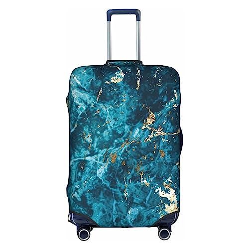 Amkong Trolley-Kofferüberzug aus Papier, elastisch, für Damen und Mädchen, Größe XL, Blau / Gold mit Pailletten, Blau-goldener Marmor strukturiert, L von Amkong