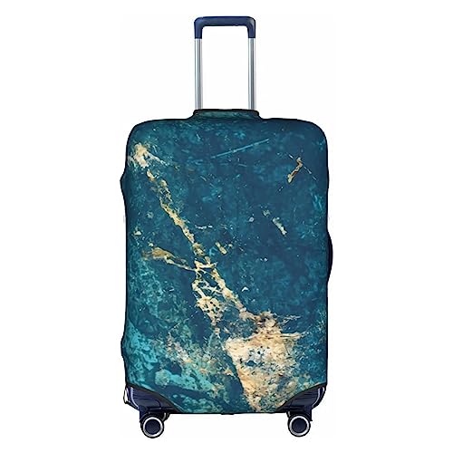 Amkong Trolley-Kofferüberzug aus Papier, elastisch, für Damen und Mädchen, Größe XL, Blau / Gold mit Pailletten, Blau-goldener Marmor strukturiert1, xl von Amkong