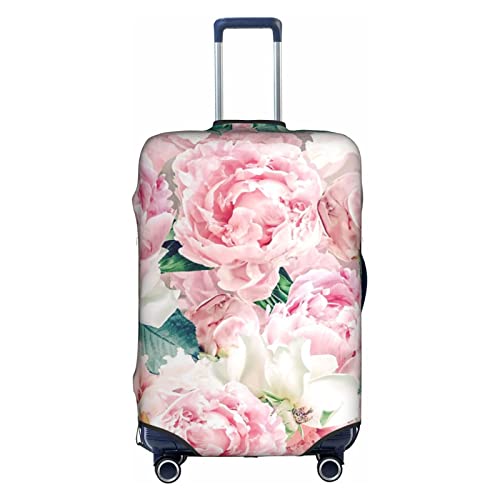 Amkong Trolley-Kofferüberzug mit Rosenblüte, elastisch, für Damen und Mädchen, Größe XL, weiß, L von Amkong