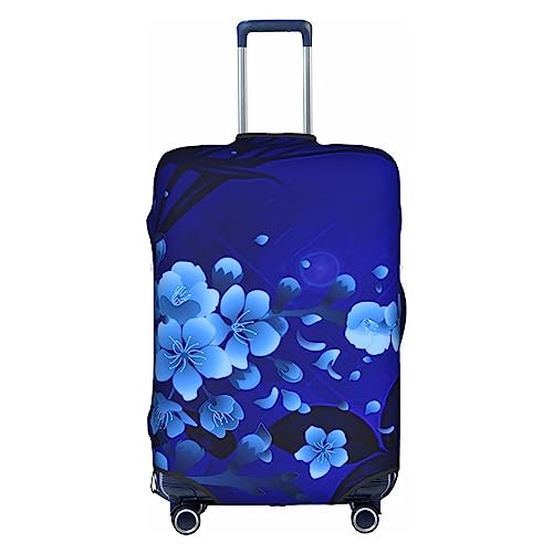 Amkong Trolley-Kofferüberzug mit blauem Kirschblütenmotiv, elastisch, für Damen und Mädchen, Größe XL, Blue Cherry Blossom1, L von Amkong