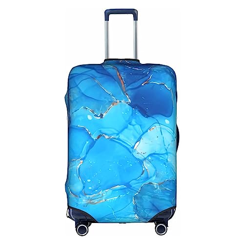Amkong Trolley-Kofferüberzug mit blauer Marmorstruktur, elastisch, für Damen und Mädchen, Gepäckabdeckung, groß von Amkong