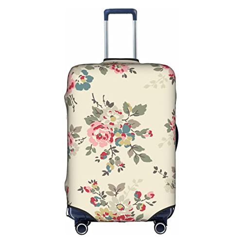 Amkong Vintage Blumen Trolley Kofferüberzug Elastische Kofferhülle Damen Mädchen Gepäckabdeckung Groß, weiß, M von Amkong