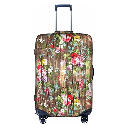 Amkong Vintage Rose Trolley Kofferüberzug Elastische Kofferhülle Damen Mädchen Gepäckabdeckung Medium, weiß, xl von Amkong