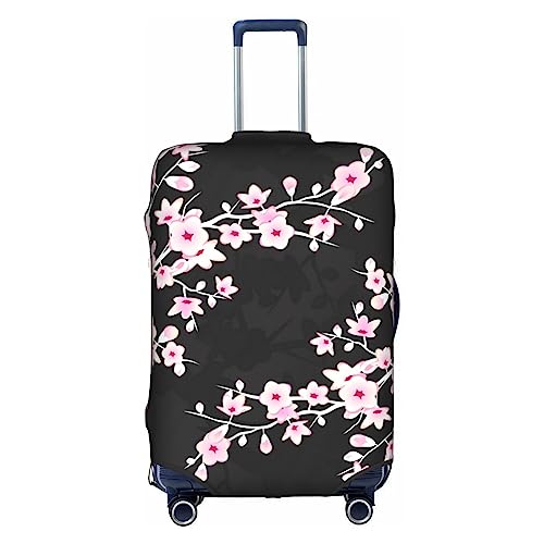 Amkong Weiße Kirschblüten Trolley Kofferüberzug Elastische Kofferhülle Damen Mädchen Gepäckabdeckung Klein, Rosa Blumen1, L von Amkong