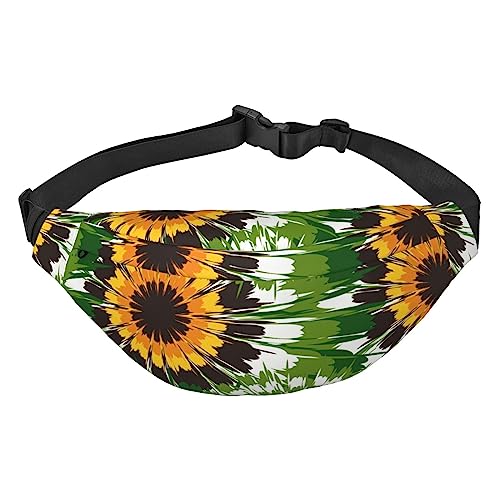 Batik-Sonnenblumen-Hüfttasche für Männer und Frauen, verstellbarer Gürtel, Bauchtasche, Schwarz , Einheitsgröße, Geldgürtel von Amkong