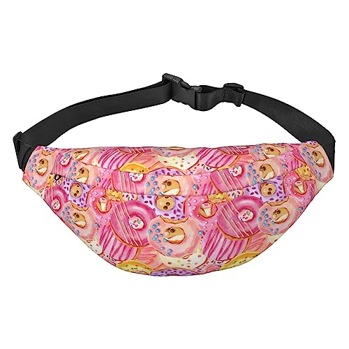 Gürteltasche mit Donut-Muster, verstellbare Gürteltasche für Männer und Frauen, Reisen, Wandern, Radfahren, Laufen, Schwarz , Einheitsgröße, Geldgürtel von Amkong