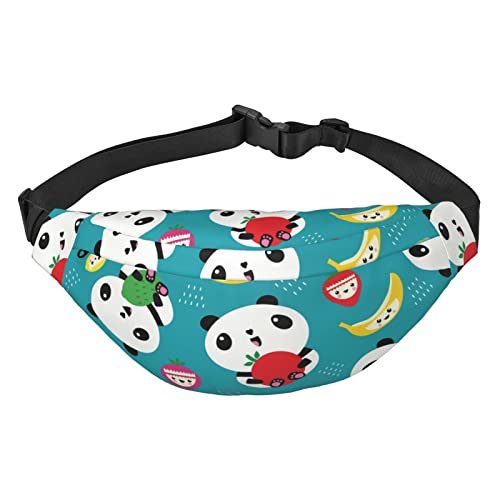 Gürteltasche mit niedlichem Panda-Cartoon-Bananenmotiv, für Damen und Herren, verstellbarer Gürtel, Bauchtasche, Schwarz , Einheitsgröße, Geldgürtel von Amkong