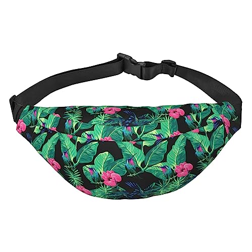 Hüfttasche mit Kaktusblütenmotiv, für Damen und Herren, verstellbarer Gürtel, Bauchtasche, Schwarz , Einheitsgröße, Geldgürtel von Amkong