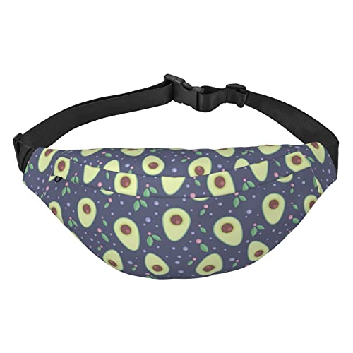 Hüfttasche mit niedlichem Avocado-Muster, für Damen und Herren, verstellbarer Gürtel, Bauchtasche, Schwarz , Einheitsgröße, Geldgürtel von Amkong