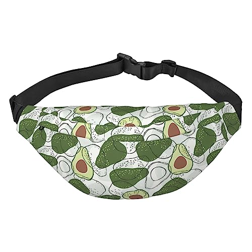 Hüfttasche mit niedlichem Avocado-Muster, für Damen und Herren, verstellbarer Gürtel, Bauchtasche, Schwarz , Einheitsgröße, Geldgürtel von Amkong