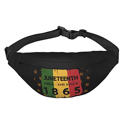 Juneteenth is My Independence Day Pack Hüfttasche, verstellbare Gürteltasche für Männer und Frauen, Reisen, Wandern, Radfahren, Laufen, Schwarz , Einheitsgröße, Geldgürtel von Amkong