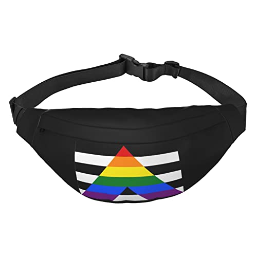 LGBTQ Gürteltasche mit Gay Straight Ally Pride Flagge, verstellbare Gürteltasche für Männer und Frauen, Reisen, Wandern, Radfahren, Laufen, Schwarz , Einheitsgröße, Geldgürtel von Amkong