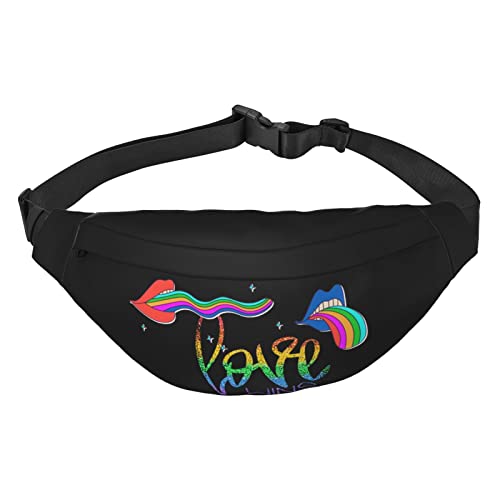 LGBTQ Pride Month Regenbogen-Hüfttasche für Männer und Frauen, verstellbarer Gürtel, Bauchtasche, modische Bauchtasche, Reise-Geldbörse, Schwarz , Einheitsgröße, Geldgürtel von Amkong