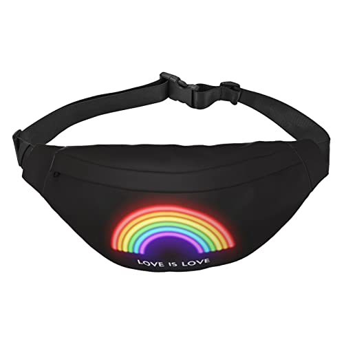 LGBTQ Pride Month Regenbogen-Hüfttasche für Männer und Frauen, verstellbarer Gürtel, Bauchtasche, modische Bauchtasche, Reise-Geldbörse, Schwarz , Einheitsgröße, Geldgürtel von Amkong