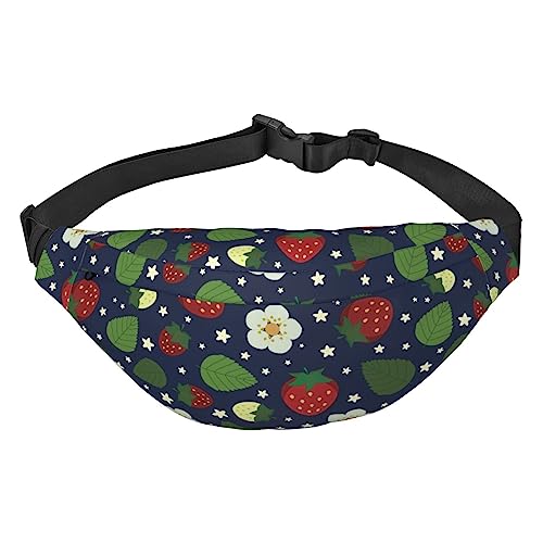 Strawberry Flower Hüfttasche für Herren und Damen, verstellbarer Gürtel, Bauchtasche, Schwarz , Einheitsgröße, Geldgürtel von Amkong