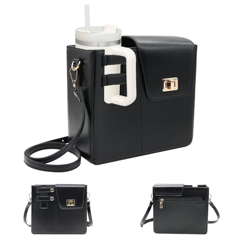 Amlope Handtasche für Stanley Cup Damen Bag Zubehör für Stanley Cup Tasche für Stanley Cup Tragbare Trinkflaschentasche mit Schulter für Outdoor Reisen(Schwarz) von Amlope