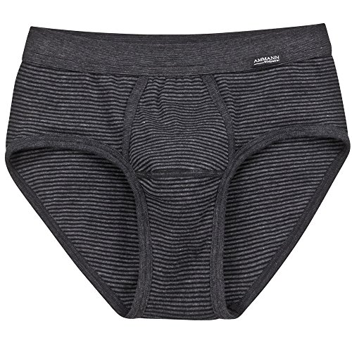 Ammann 2er Pack Herren Slip – Brief mit Eingriff – Unterhosen aus Baumwolle und Polyester – Doppelpack – Farbe Anthrazit - Größe 10 von Ammann