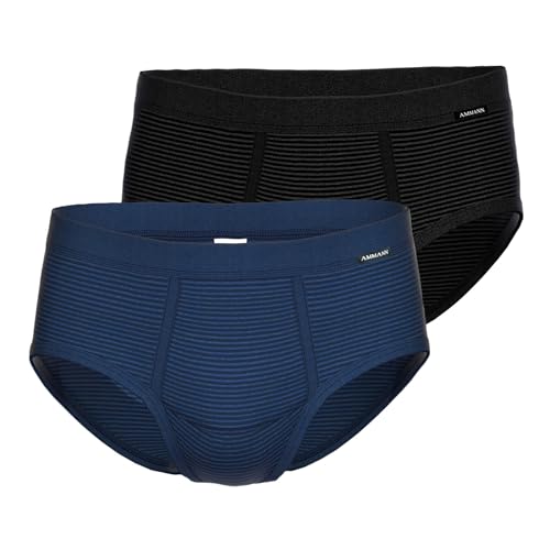 Ammann 2er Pack Herren Unterhose Unterwäsche Slip Brief Classic, Farbe:Mehrfarbig, Größe:5, Artikel:-22/183 dunkelblau/anthrazit von Ammann
